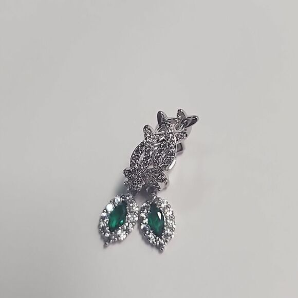 Bomb Party Hoop Dangle Earrings 'So In Love' Silver Tone - Picture 2 of 3